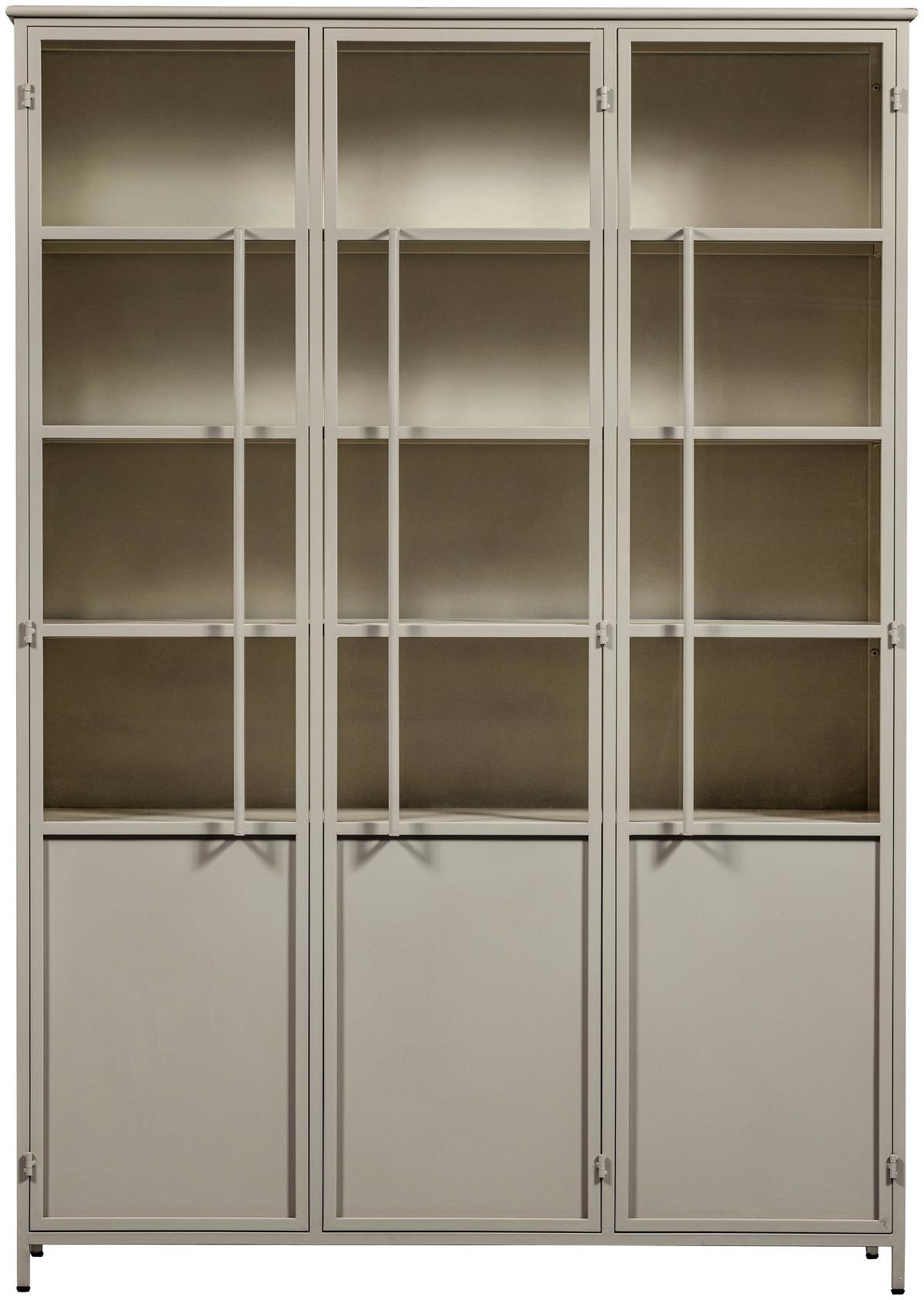 Vitrine Exhibit Sandfarben B: 140 Cm - Sandfarben, Design, Glas/Metall (140/200/40cm) - Livetastic