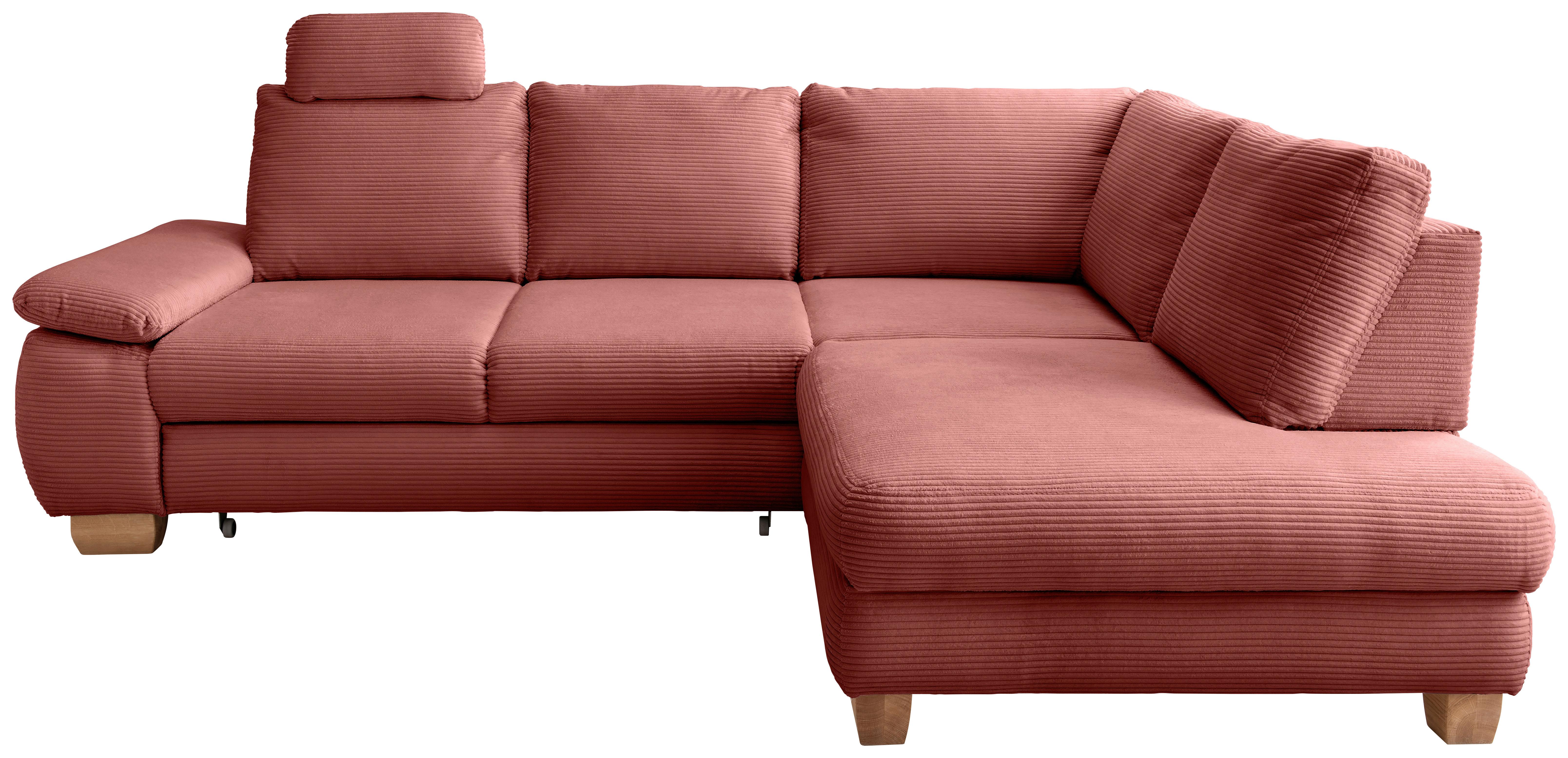 Eckschlafsofa Positano Koralle S: 261x206 cm - Wildeiche/Koralle, MODERN, Textil (261/206cm) - Livetastic