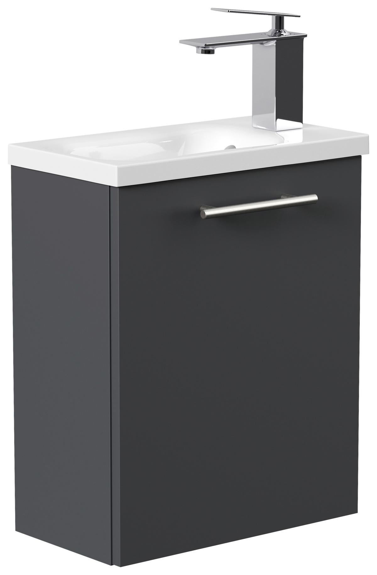 Gästebad Pieni Graphitfarben B: 40 cm - Graphitfarben, MODERN, Holzwerkstoff/Stein (40cm) - MID.YOU