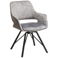 STOLIČKA S PODRÚČKAMI ADRIANA - čierna/sivá, Modern, kov/drevo (61/85/62,5cm) - Premium Living