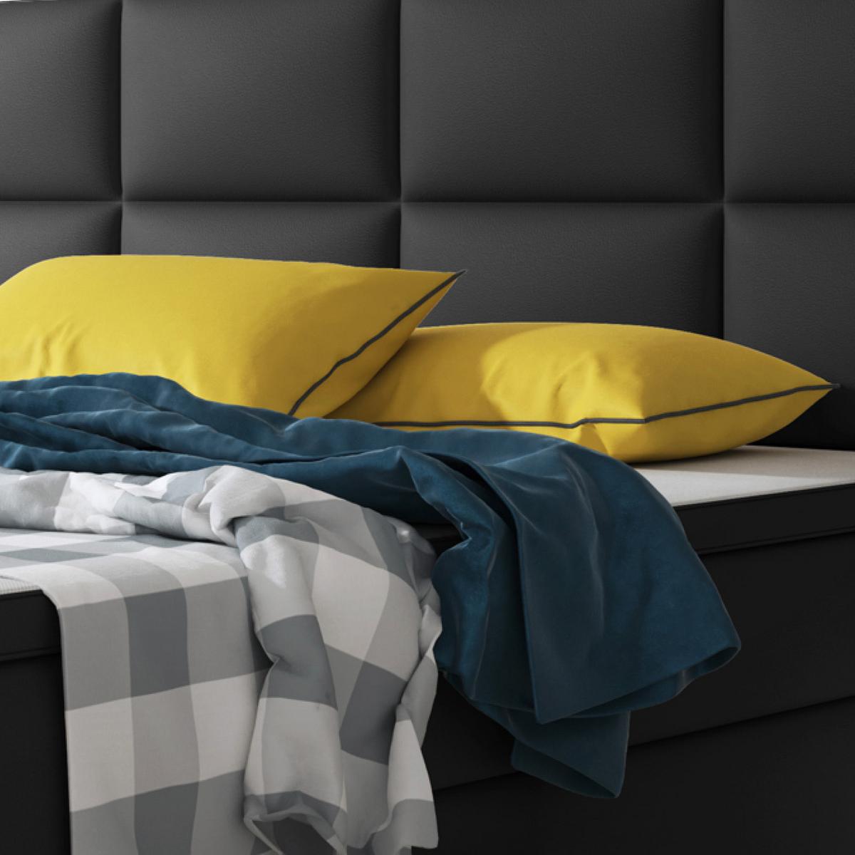 Boxspringbett mit Topper / Matratze 180x200 cm Miami - Silberfarben/Schwarz, KONVENTIONELL, Leder/Textil (200/125/210cm) - MID.YOU