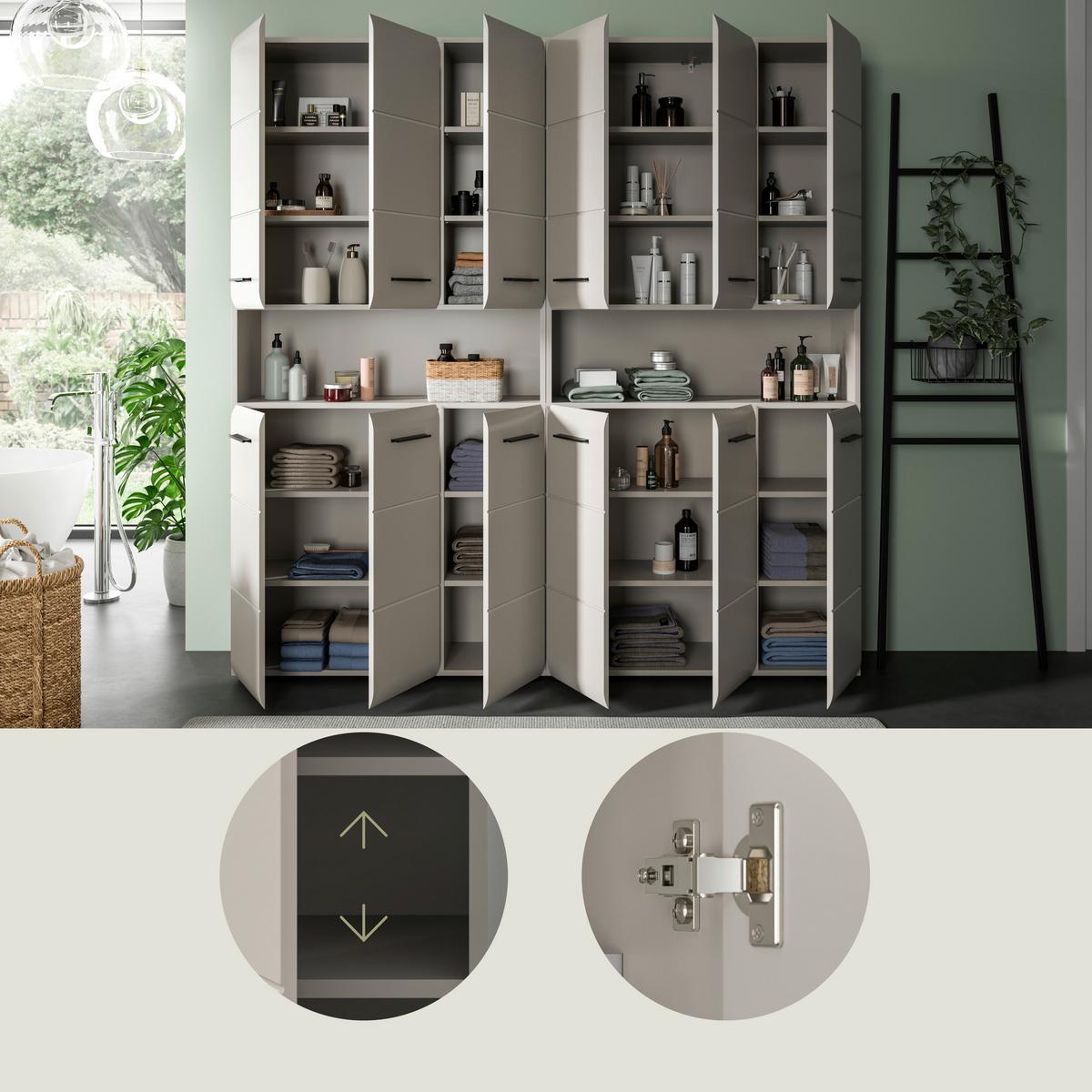 Badezimmer Ice Kaschmir B: 180cm - Kaschmir/Schwarz, Trend, Holzwerkstoff (180cm) - MID.YOU