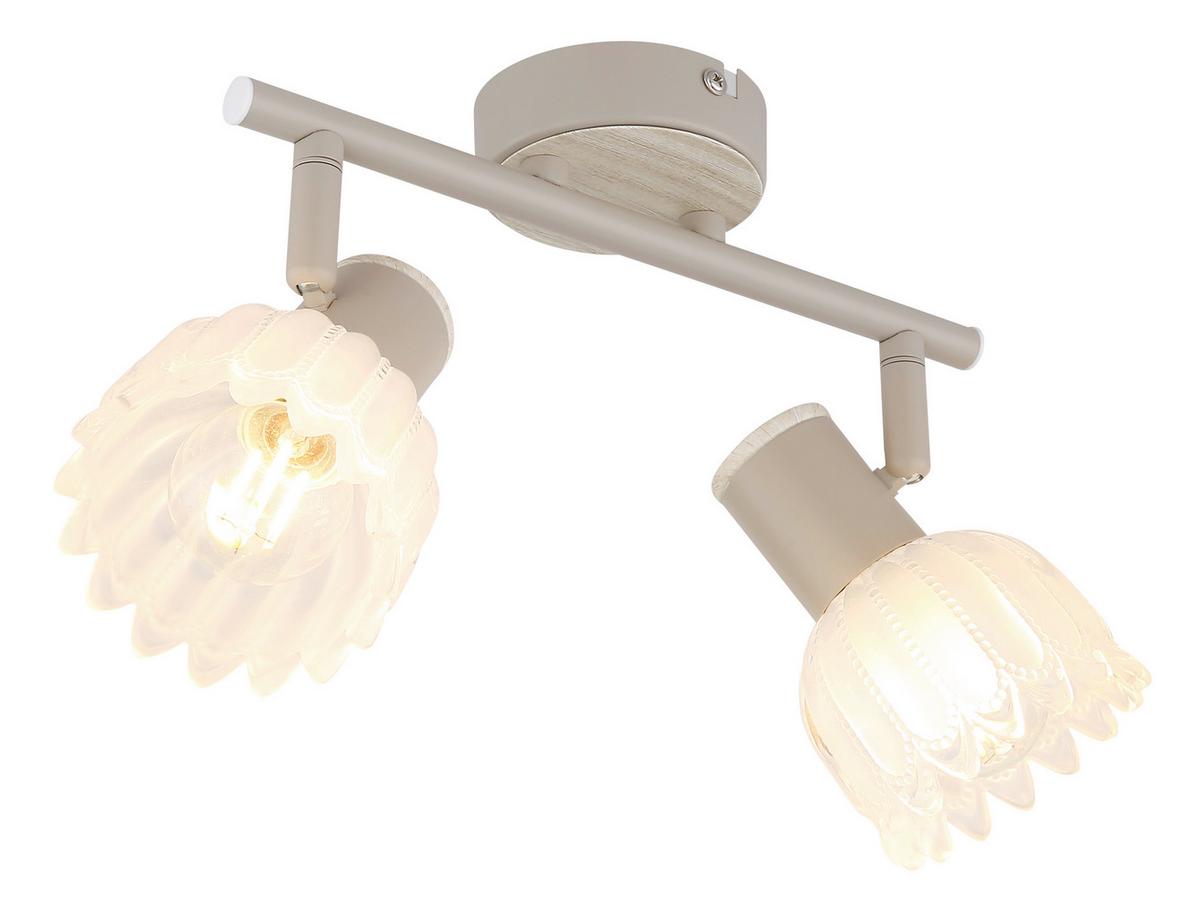 Strahler Exkl. 2xe14, 40w - Sandfarben, KONVENTIONELL, Glas/Metall (25/9/15,5cm) - Globo