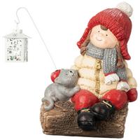 Dekofigur Kind Linda - Gelb/Rot, KONVENTIONELL, Kunststoff (30/20/42cm) - Luca Bessoni