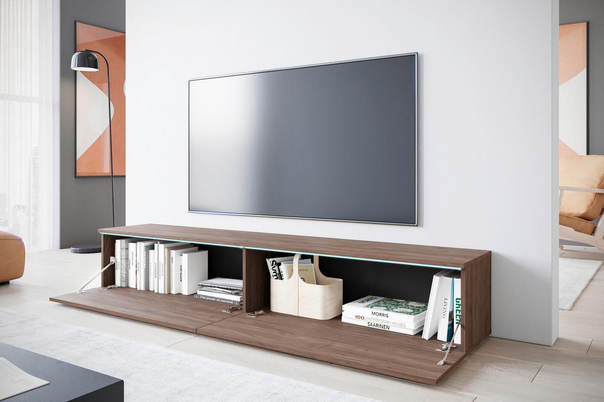 Nízka komoda, farba orecha - sivá/farba orecha, Design, kompozitné drevo/plast (180/30/33cm) - P & B