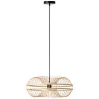 Hängeleuchte Busan H: 100 cm 1-Flammig, Holz-Schirm - Schwarz/Naturfarben, Natur, Holz/Metall (48/48/100cm) - Brilliant