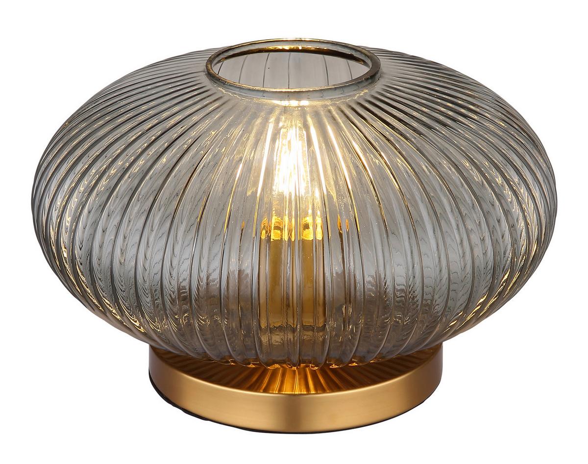 Tischlampe Grau Mit Wippschalter - Grau, Design, Glas/Kunststoff (30/20cm) - Globo