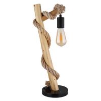 Tischleuchte 69029t - Schwarz/Braun, Natur, Naturmaterialien/Holz (19/16,5/53,5cm) - Globo