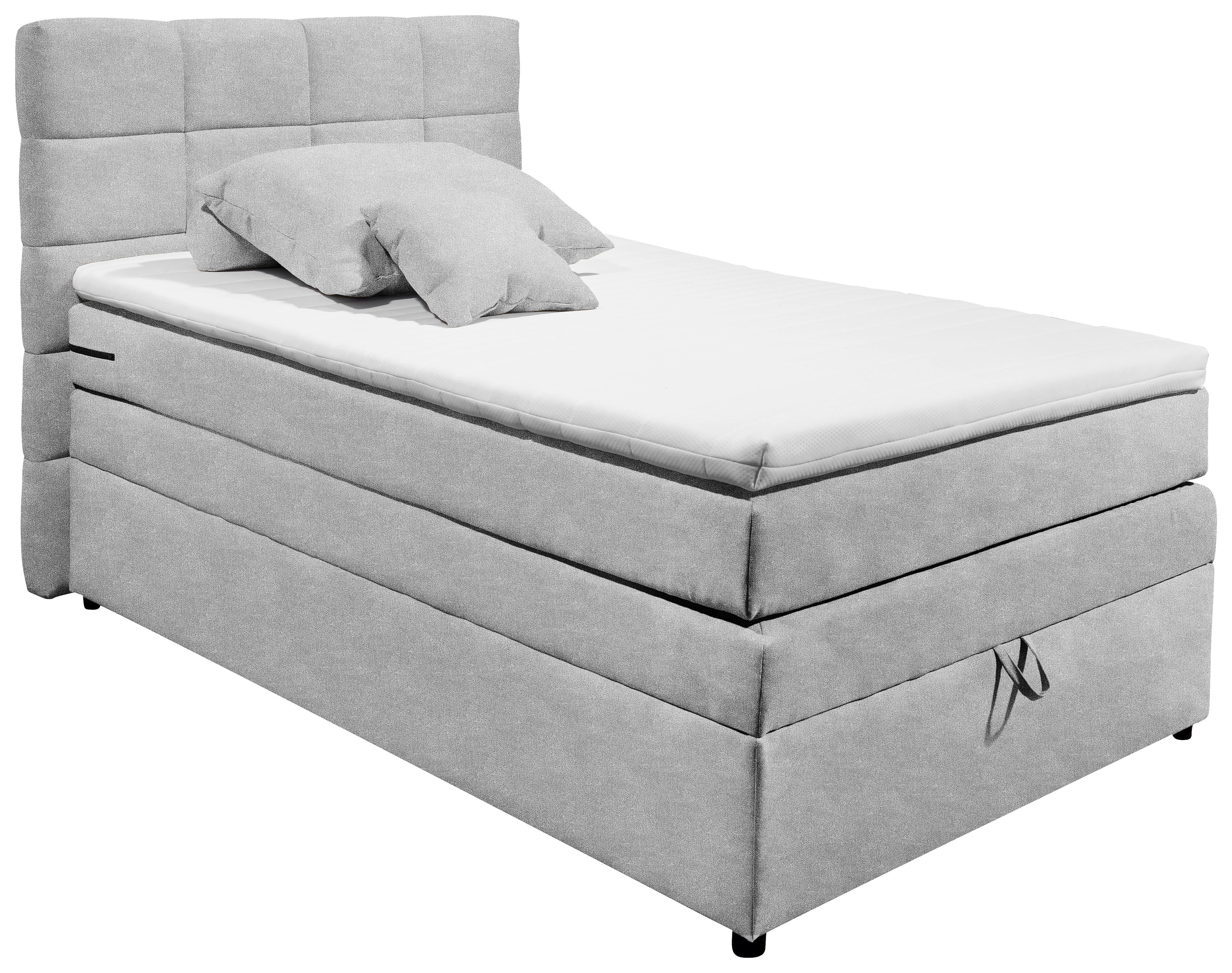 Boxspringbett Mit Topper & Bettkasten 120x200 Tacoma 3 - Silberfarben, KONVENTIONELL (120/200cm) - MID.YOU