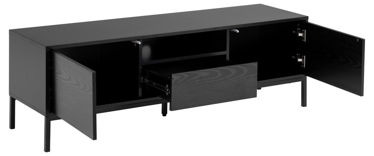 Lowboard Seaford B: 140 cm Schwarz - Schwarz, Trend, Holzwerkstoff/Metall (140/45/40cm) - MID.YOU