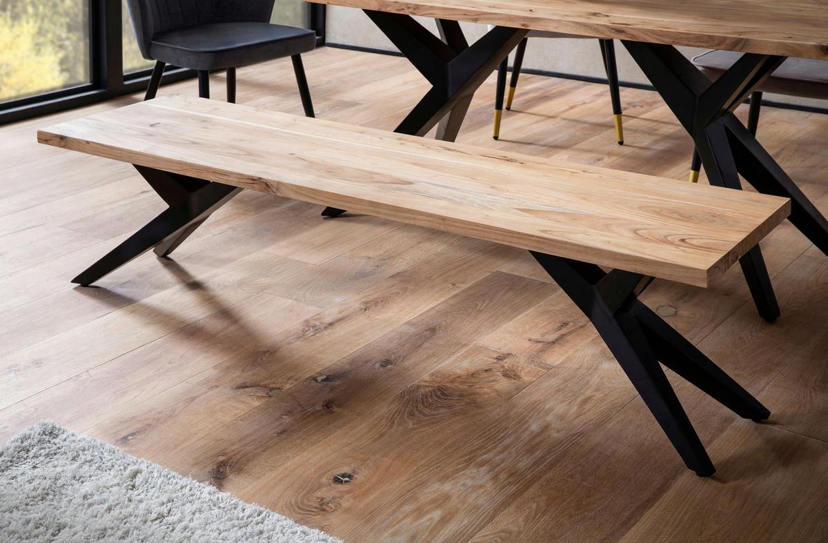 Sitzbank Akaziefarben B: 120 Cm - Schwarz/Akaziefarben, Design, Holz (120/45/45cm) - Livetastic