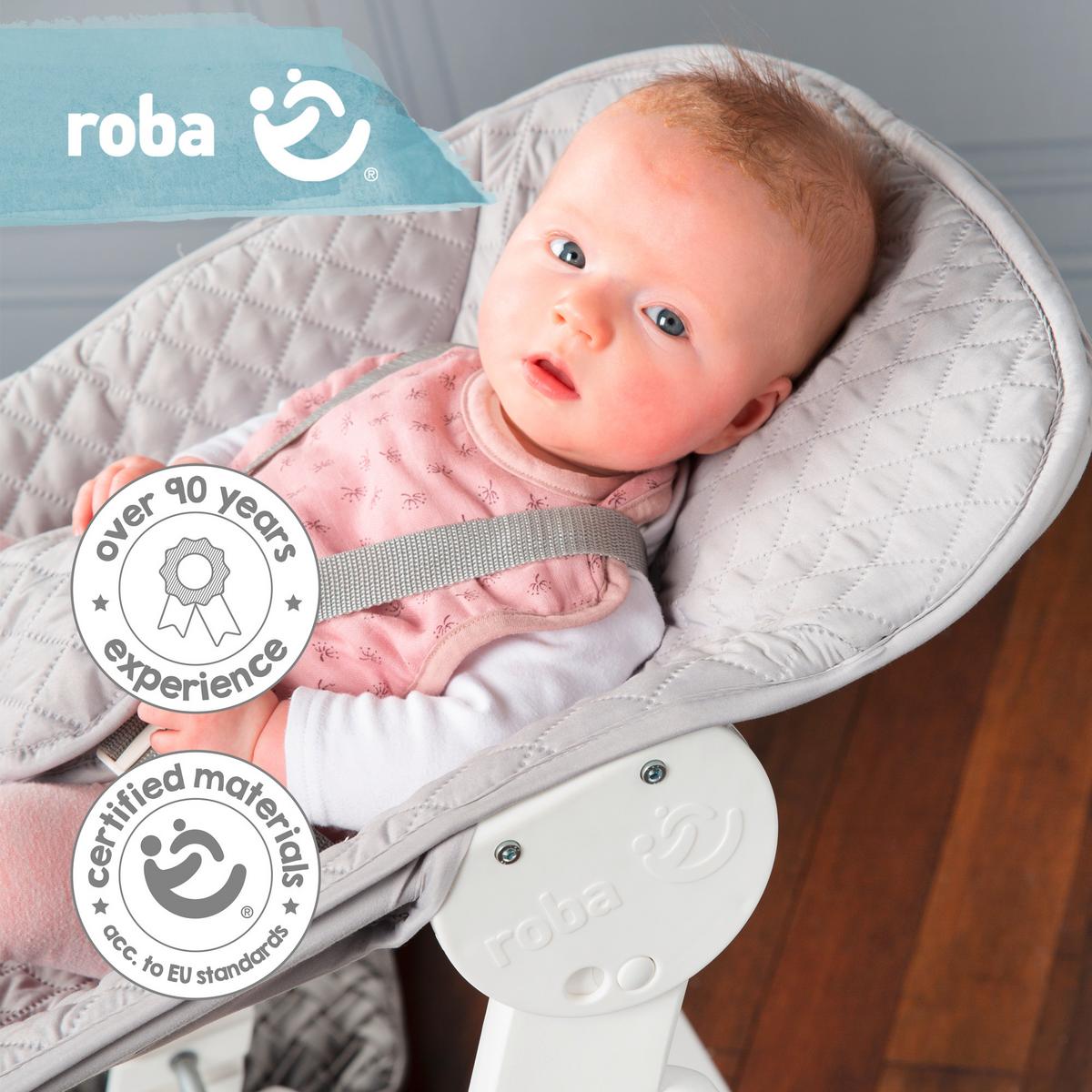 Hochstuhl Weiß/grau Mit Sitz/liegefunktion - Silberfarben/Weiß, Basics, Holzwerkstoff/Textil (52/94/66,5cm) - Roba