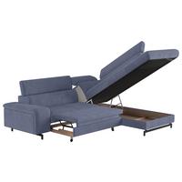Ecksofa Mit Schlaffunktion & Bettkasten Emma Blau - Blau/Schwarz, Textil (262/215cm) - MID.YOU