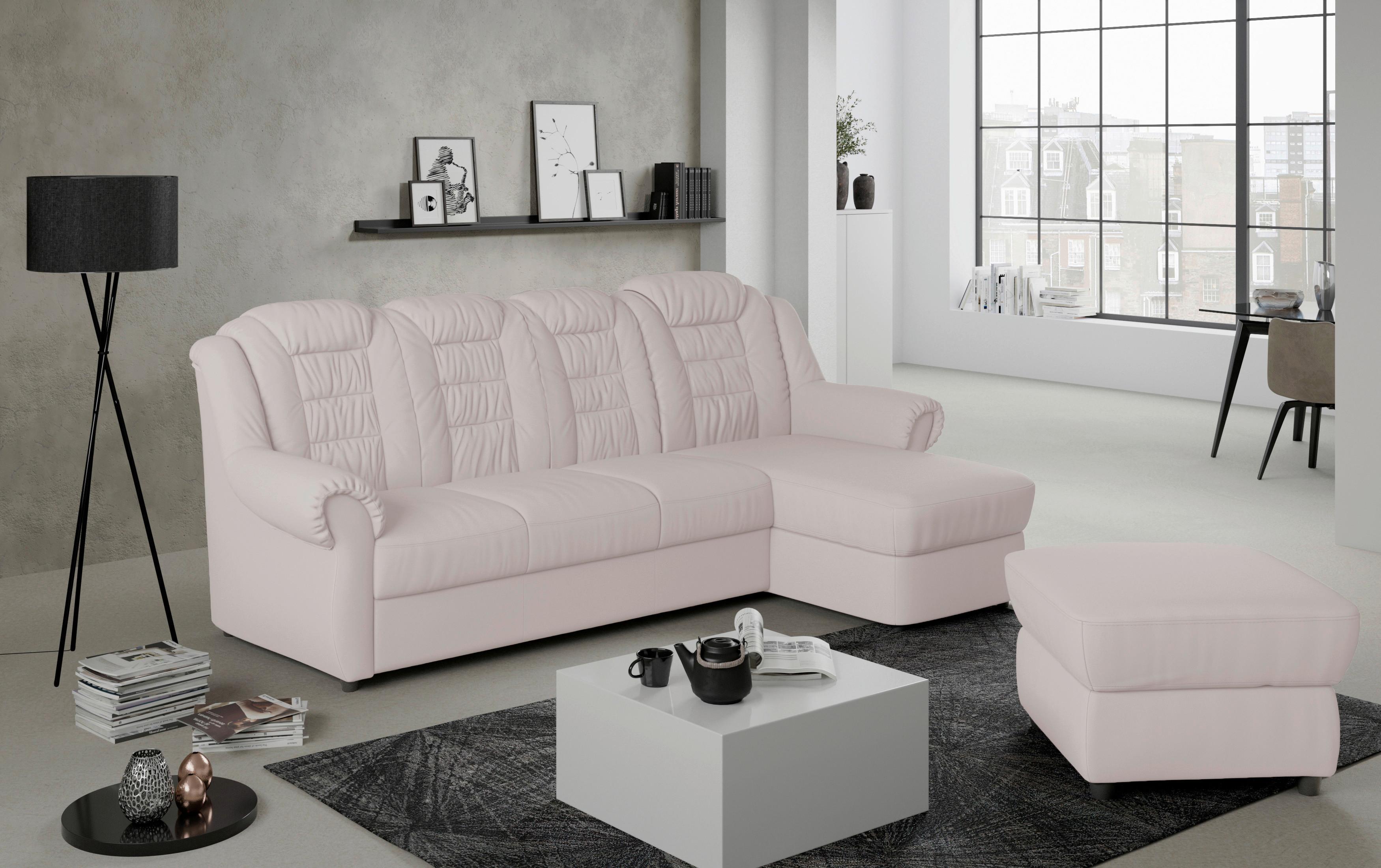 Ecksofa Boston Hellgrau Lederlook - Hellgrau/Schwarz, KONVENTIONELL, Textil (262/165cm) - Livetastic