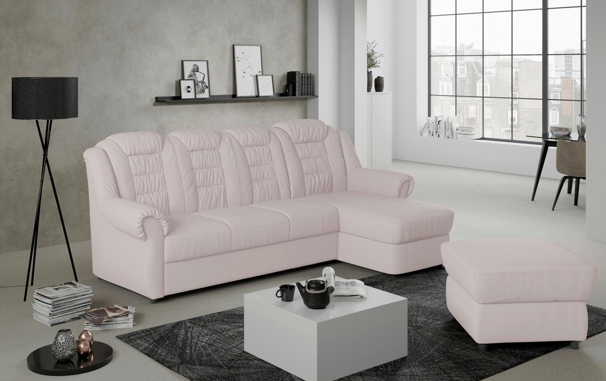 Ecksofa Boston Hellgrau Lederlook - Hellgrau/Schwarz, KONVENTIONELL, Textil (262/165cm) - Livetastic