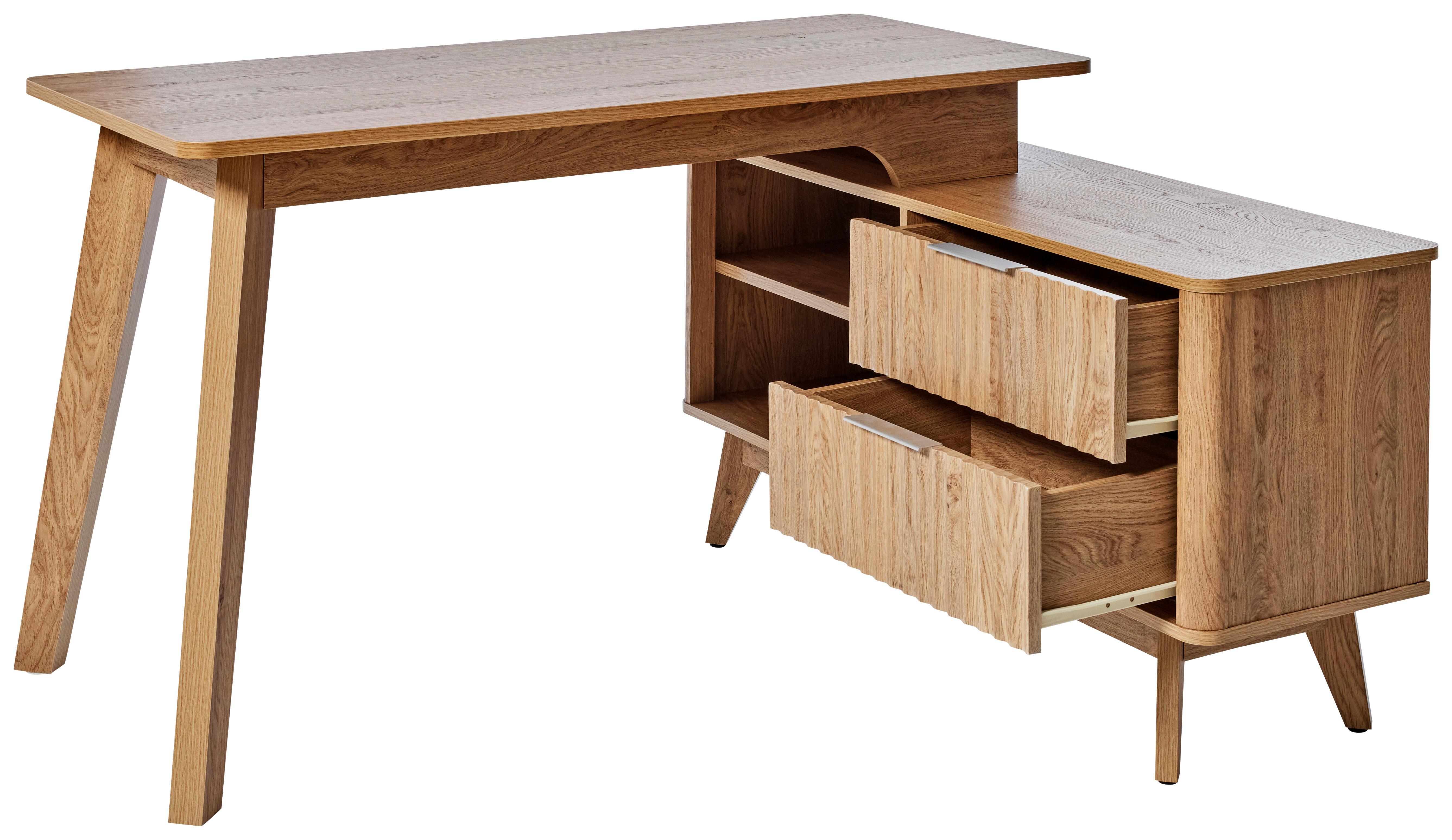 Eckschreibtisch Wave C 150 E - Eichefarben, MODERN, Holzwerkstoff (148/120/76,20cm) - Livetastic