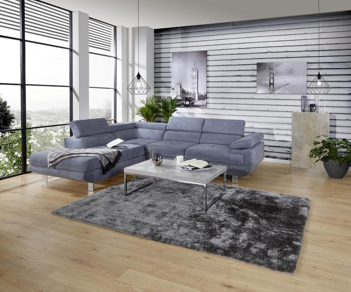 Ecksofa Mit Schlaffunktion & Bettkasten Savona Blaugrau - Blaugrau, MODERN, Textil (230/270cm) - Ondega