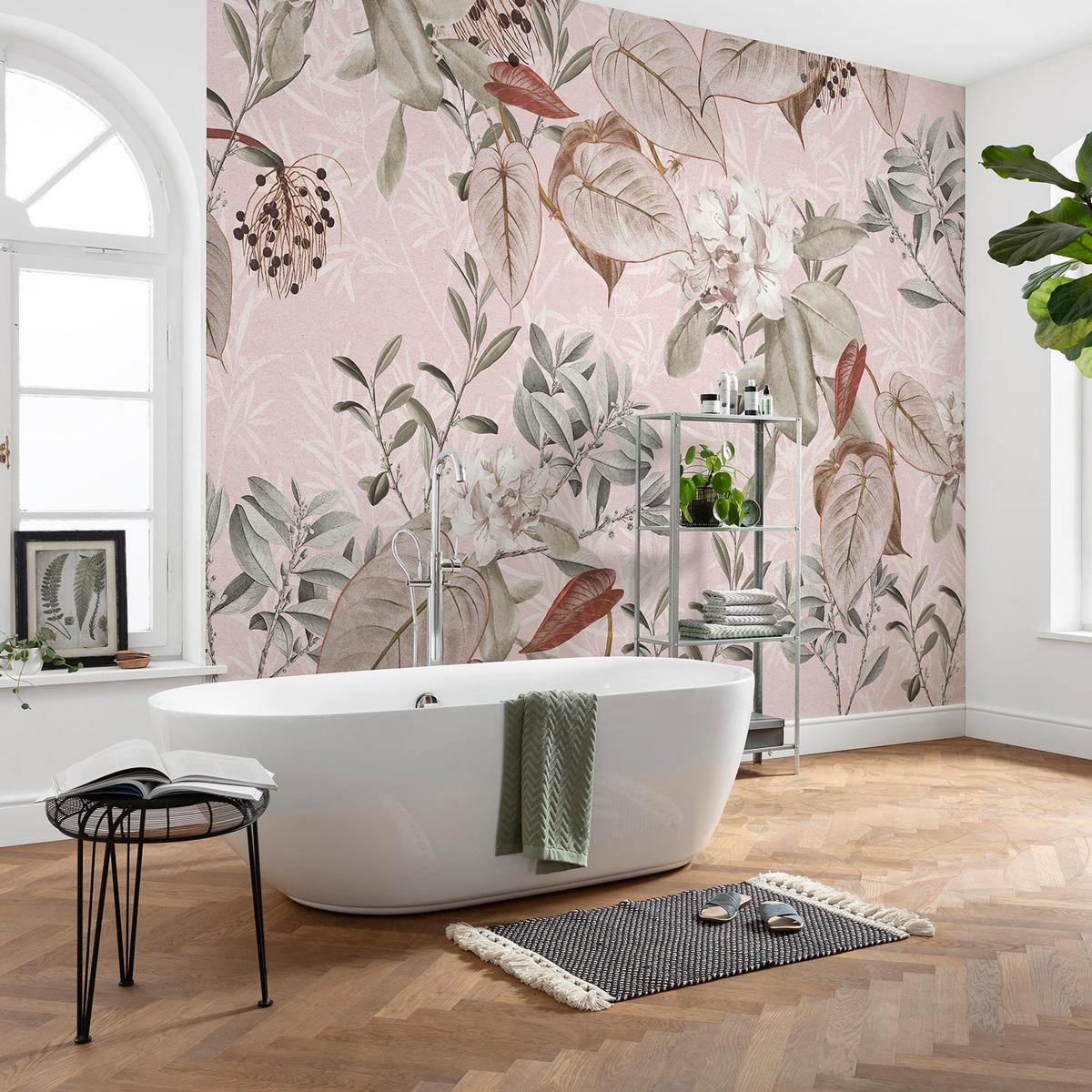 Vliestapete Kalina - Braun/Rosa, Natur (350/250cm)