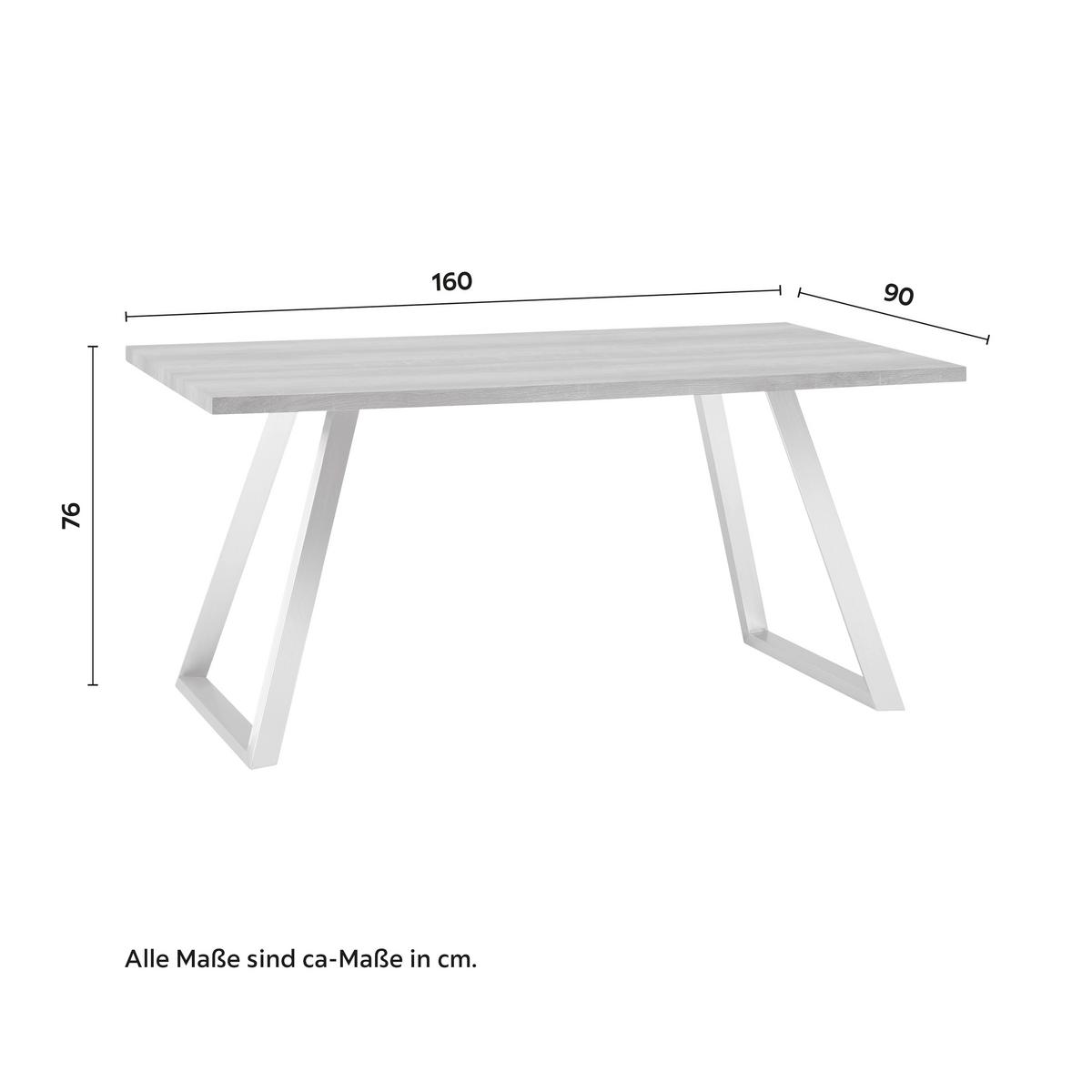 Jídelní stůl MELANI dekor ořech 160x90 cm - barvy vlašských ořechů/barvy nerez oceli, Moderní, kov/dřevo (160/90/76cm) - Bessagi Home