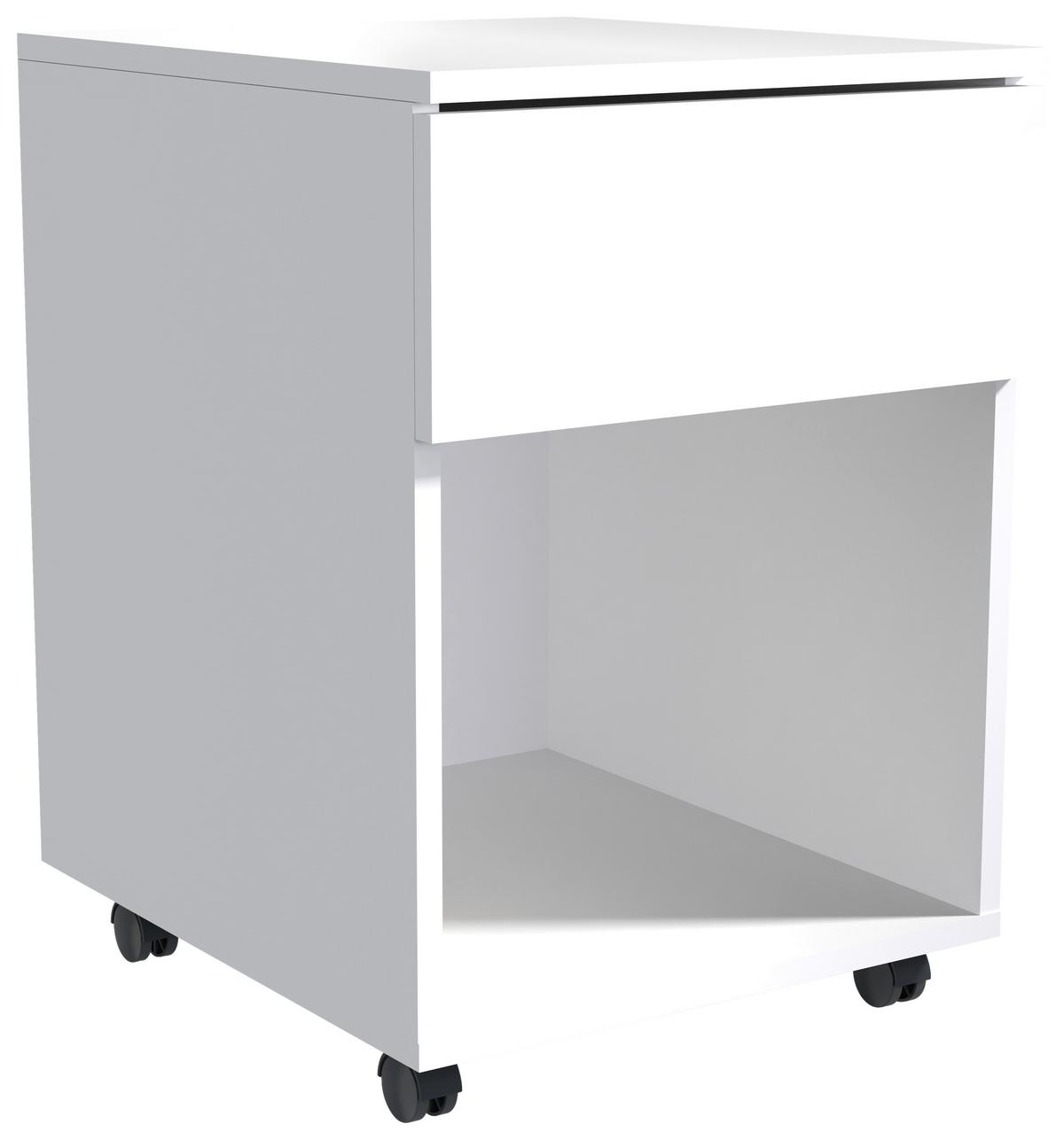 Rollcontainer Weiß Dalrosa 39x55x45 Cm - Weiß, MODERN, Holzwerkstoff/Kunststoff (39/55/45cm) - MID.YOU