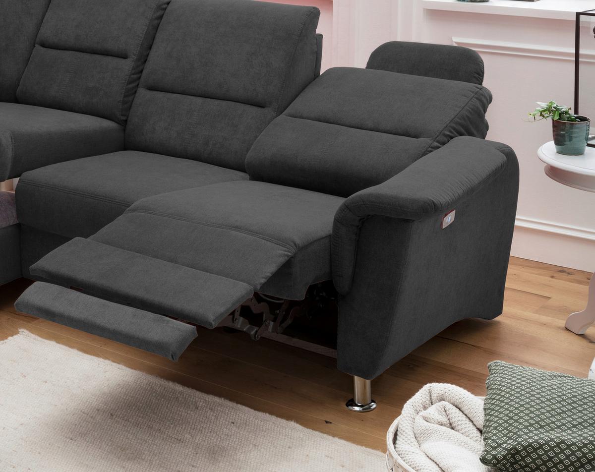 Ecksofa Parole Schwarz S: 184/231 cm - Chromfarben/Schwarz, KONVENTIONELL, Textil (184/231cm) - Livetastic