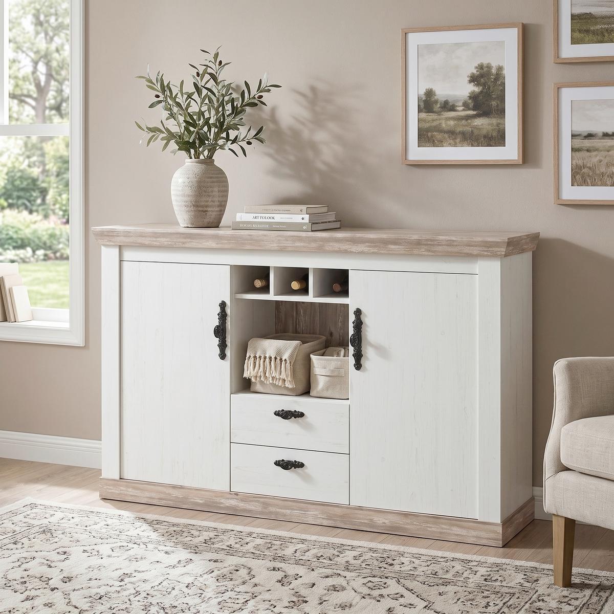 Sideboard Florenz Hellbraun/Pinienfarben B:167cm - Hellbraun/Pinienfarben, Design, Holzwerkstoff (167/104/44cm) - MID.YOU