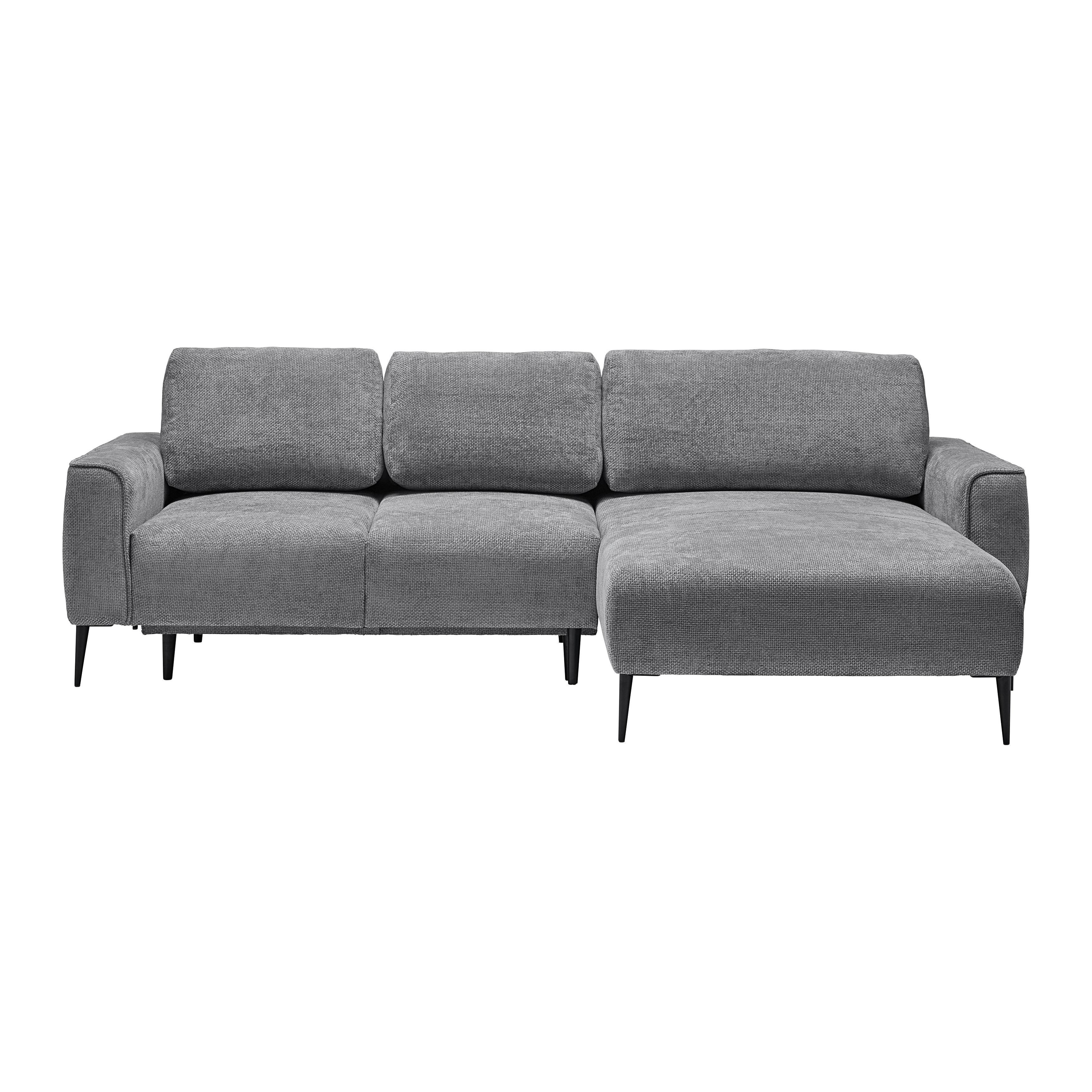 Rohová sedačka CUSTOM, pravá, šedá žinylka - šedá/černá, Moderní, kov/textil (255/164cm) - Mömax