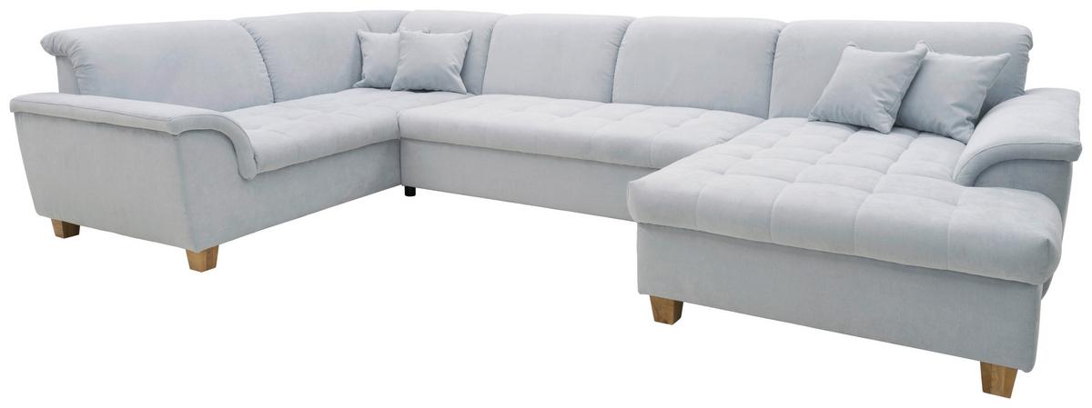 Wohnlandschaft Franzi Kopfteil Verstellbar Pastellblau - Pastellblau/Eichefarben, KONVENTIONELL, Textil (214/352/170cm) - MID.YOU