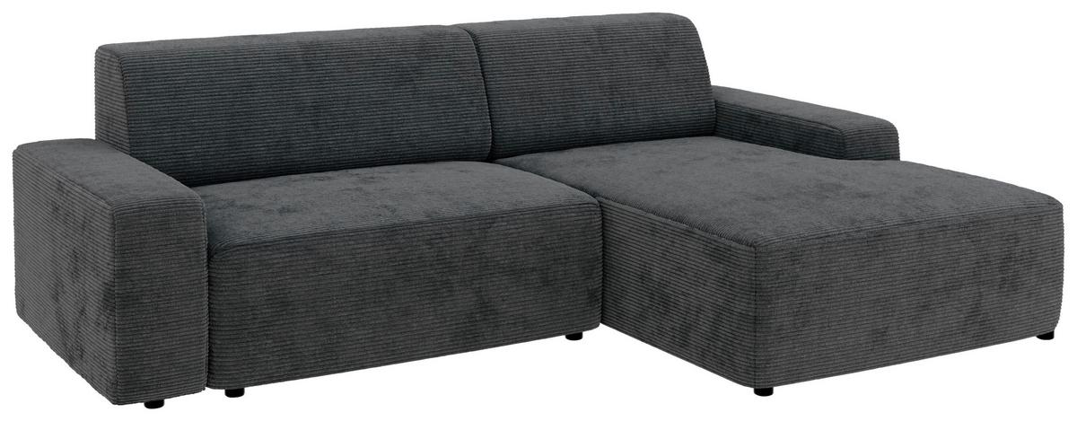 Ecksofa Wien Dunkelgrau S: 246x162 cm - Dunkelgrau/Schwarz, MODERN, Textil (246/162cm) - Trendmanufaktur