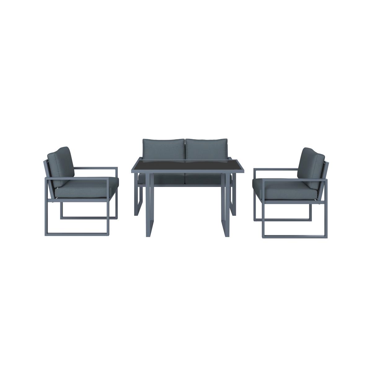 Loungegarnitur Prag - Dunkelgrau/Schwarz, MODERN, Glas/Textil - Beldano