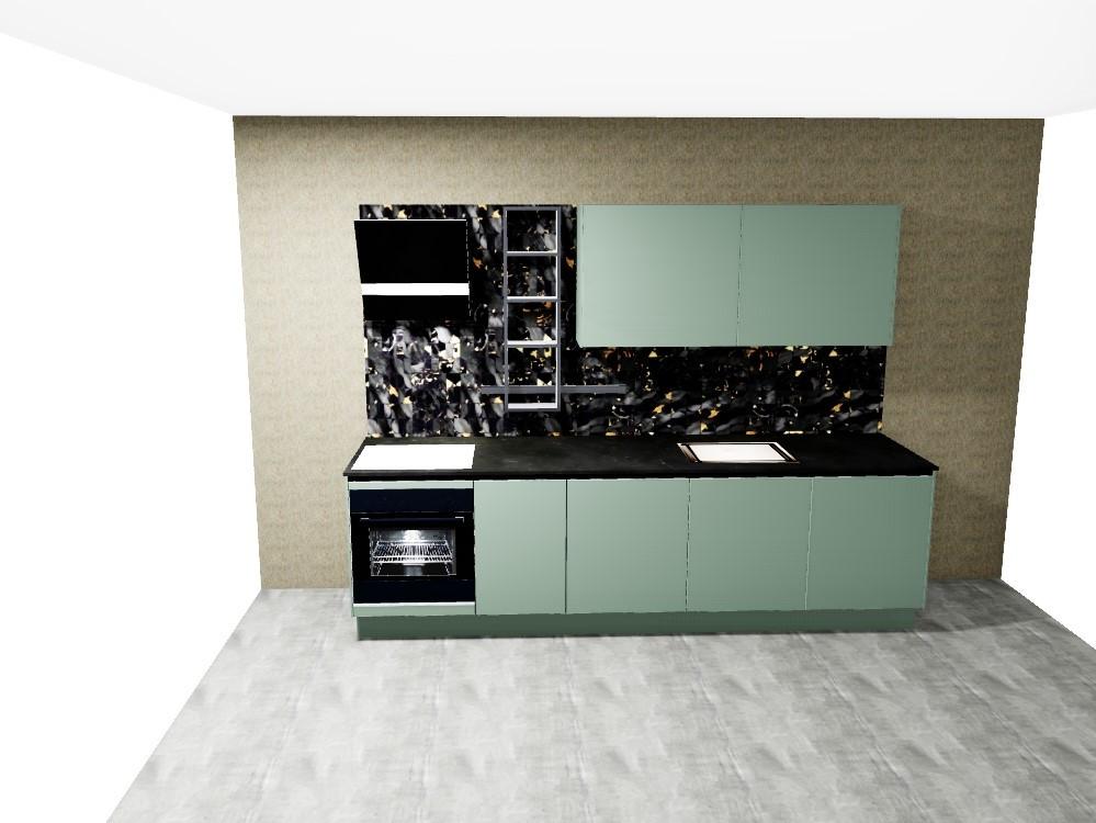 Küchenzeile Eastbourne ohne Geräte B: 290 cm Mineralgrün - Basics, Holzwerkstoff (290cm) - Vertico