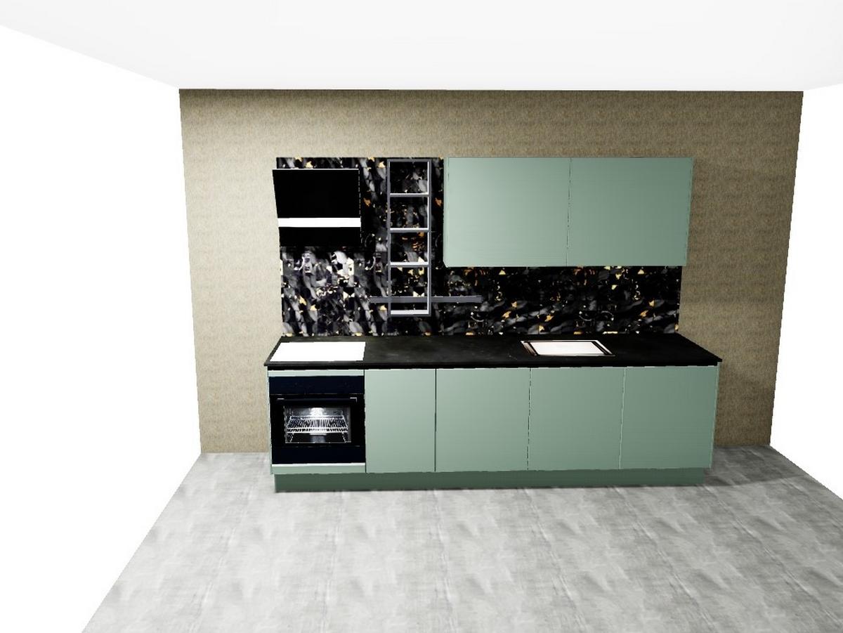 Küchenzeile Eastbourne Ohne Geräte B: 290 Cm Mineralgrün - Basics, Holzwerkstoff (290cm) - Vertico