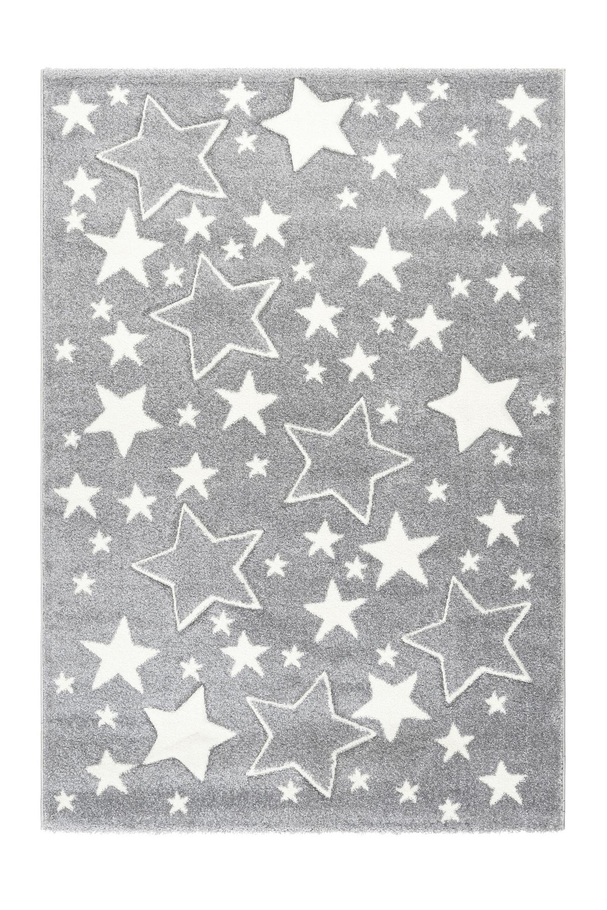 Kinderteppich Sterne Silberfarben Tamworth 80x150cm - Silberfarben, Trend, Kunststoff (80/150cm) - Kayoom