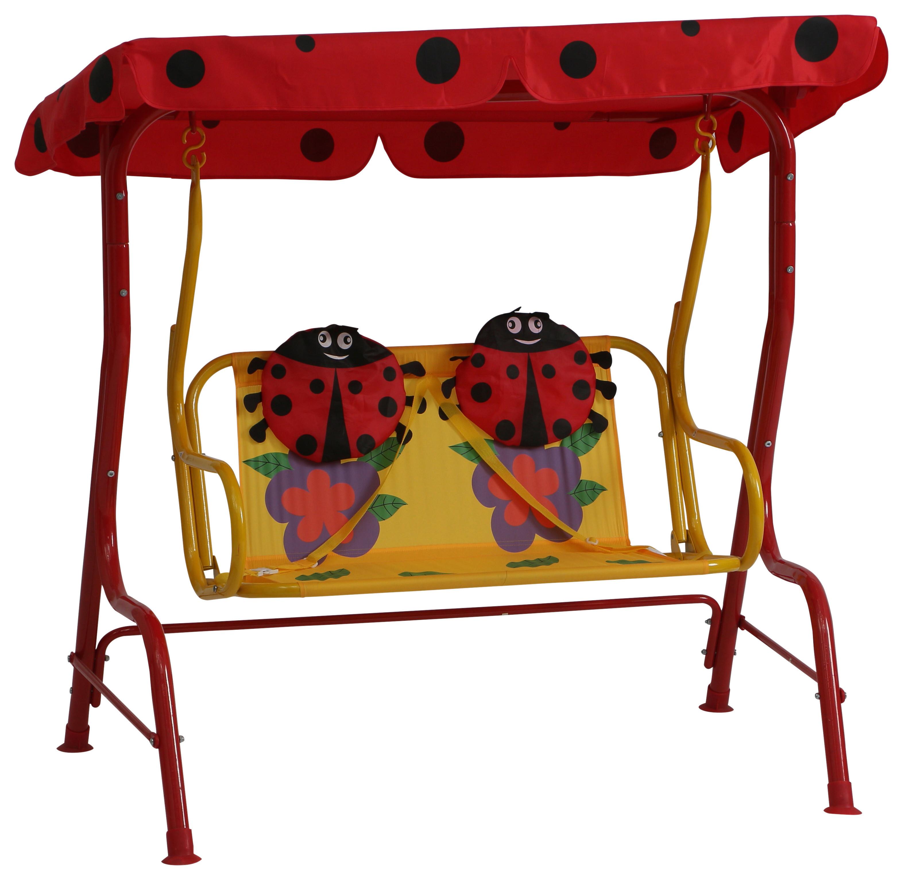 Kinder-hollywoodschaukel Stahl, Rot - Rot, MODERN, Textil/Metall (115/118/75cm) - Siena Garden