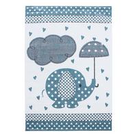 Kinderteppich Elefant Blau/Grau/Weiß Kids 160x230 cm - Blau/Weiß, Trend, Textil (160/230cm)