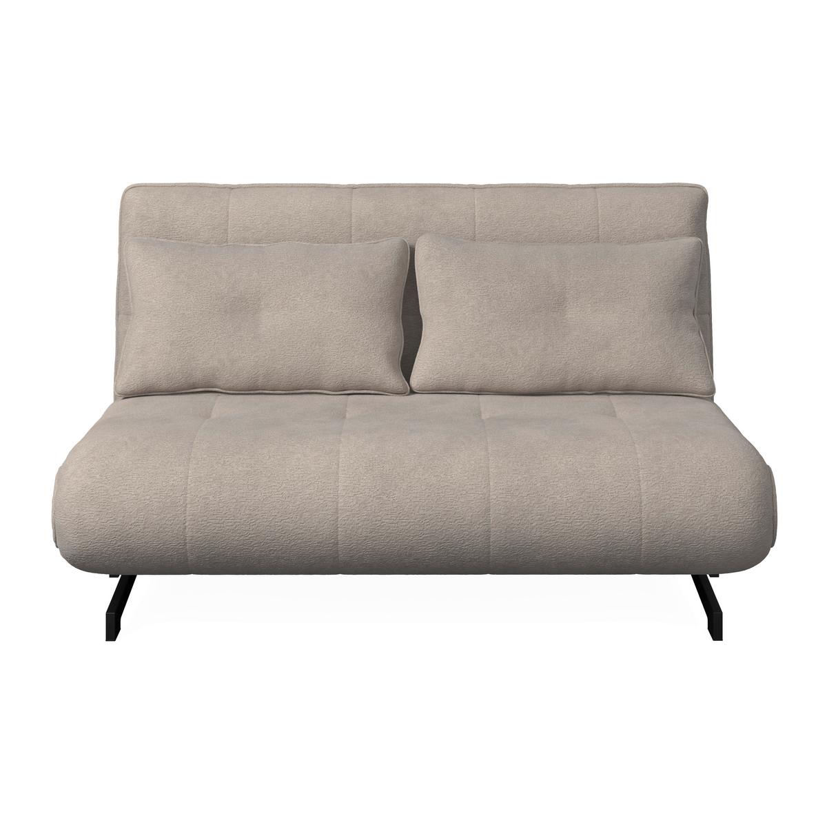 Rozkládací pohovka LUNA, béžové buklé, max.240 kg - černá/béžová, Moderní, kov/textil (142/62/40cm) - Bessagi Home