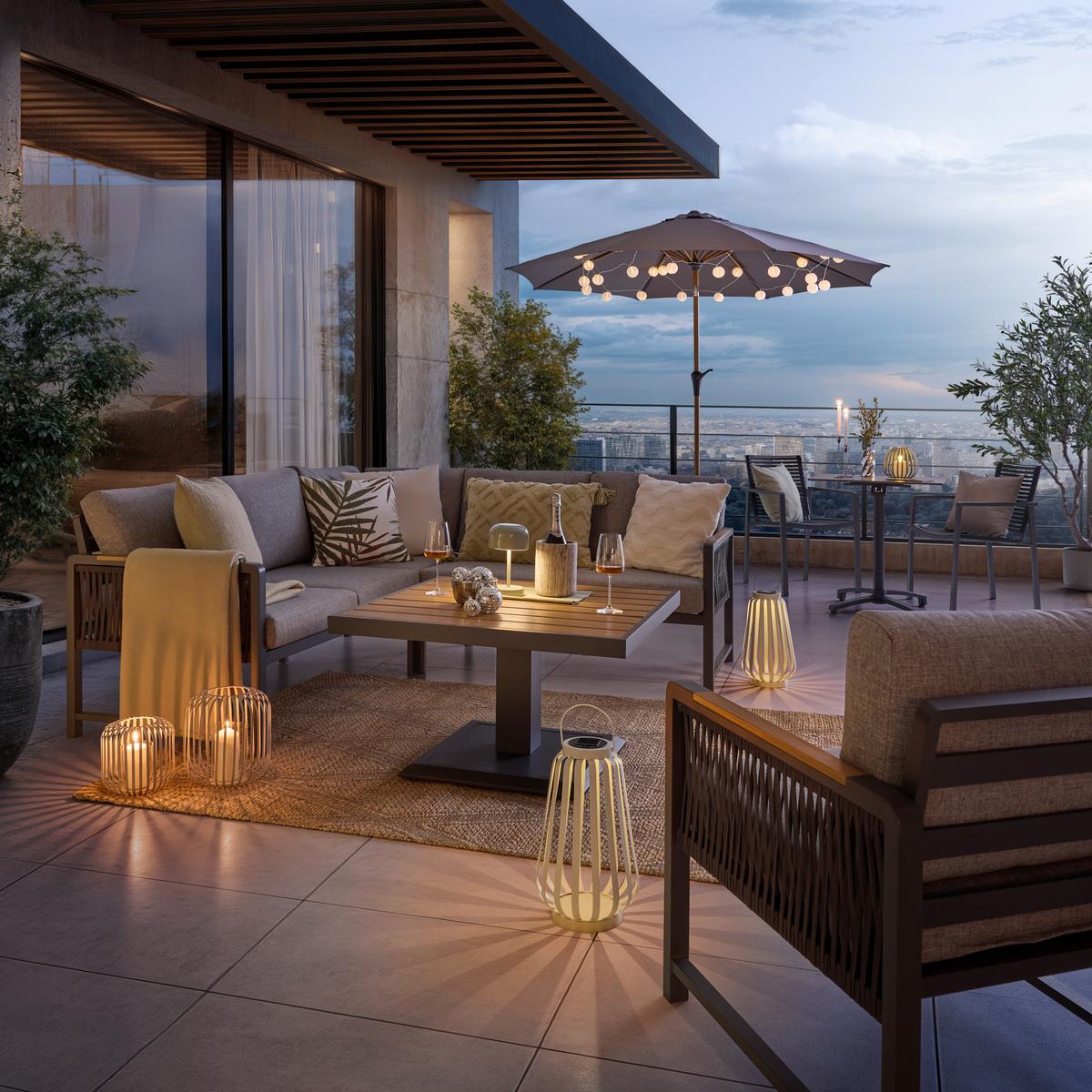 TERASOVÁ SEDACÍ SOUPRAVA WASHINGTON - šedá/přírodní barvy, Moderní, kov/textil (192/73/192cm) - Mömax