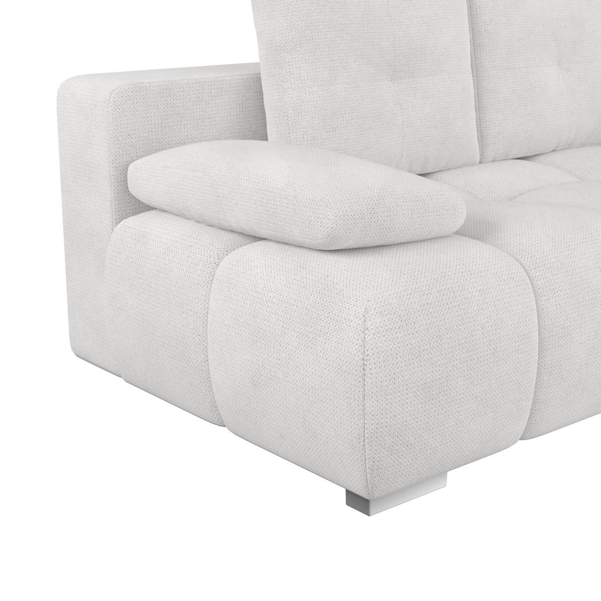 Boxspringsofa mit Bettkasten Webstoff creme, B:206cm - Chromfarben/Creme, Trend, Holzwerkstoff/Textil (206/90/105cm) - Luca Bessoni