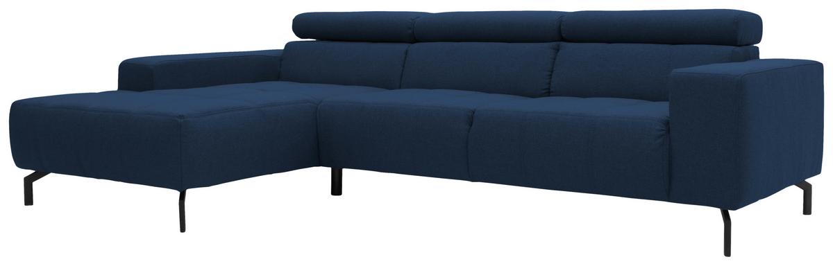 Ecksofa Kopfteil verstellbar Cunelli Dunkelblau Webstoff - Schwarz/Dunkelblau, Design, Textil (175/292cm) - MID.YOU