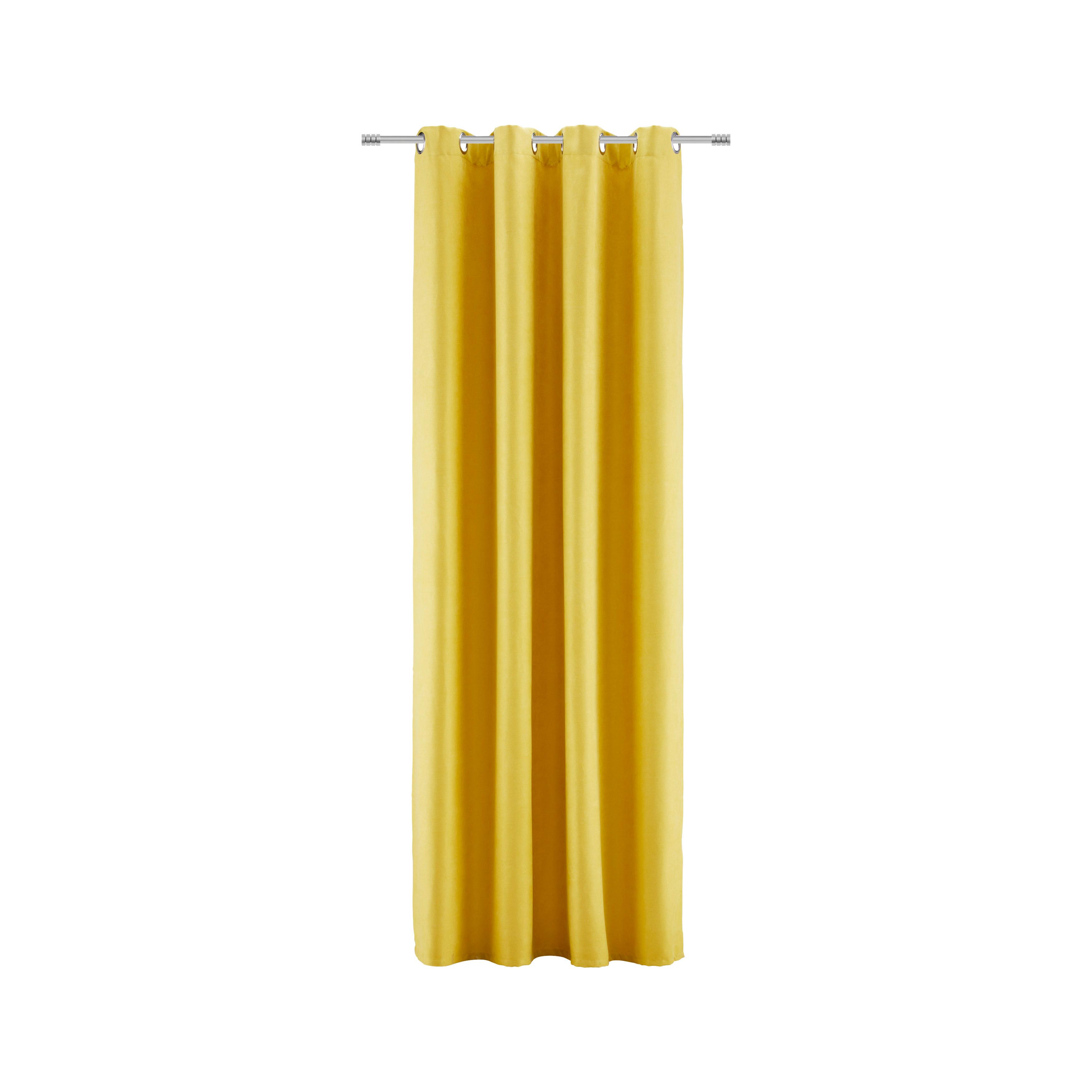 Záves S Krúžkami Nizza, 140/245cm, Žltá - žltá, Konvenčný, textil (140/245cm) - Modern Living