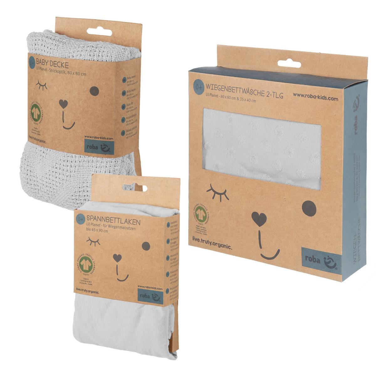 Bettwäschegeschenkset altrosa Bio-Jersey 3-Teilig. Set - Hellgrau, MODERN, Textil - Roba