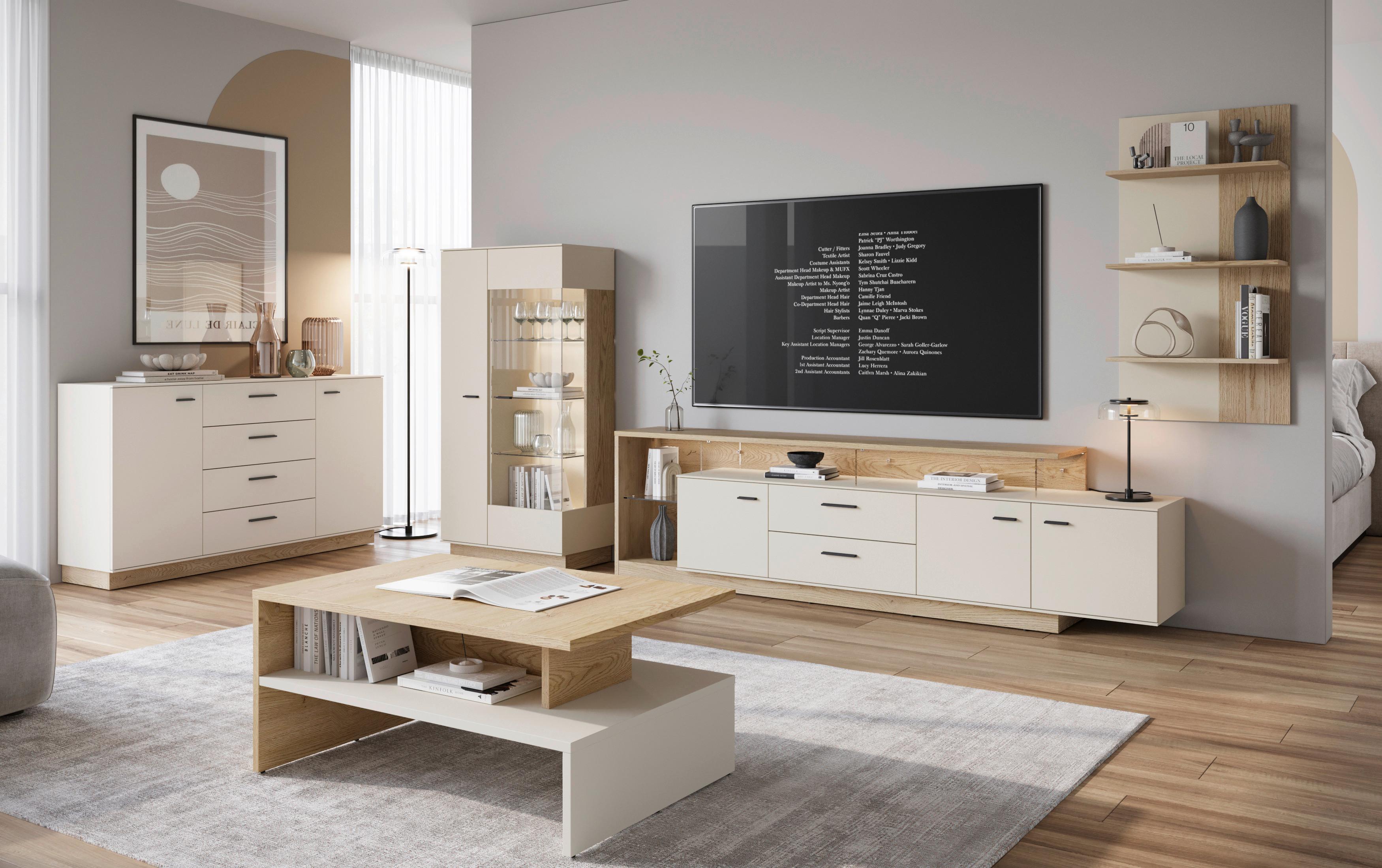 Sideboard, Meolo, B: 155 Cm Kaschmir/eichefarben