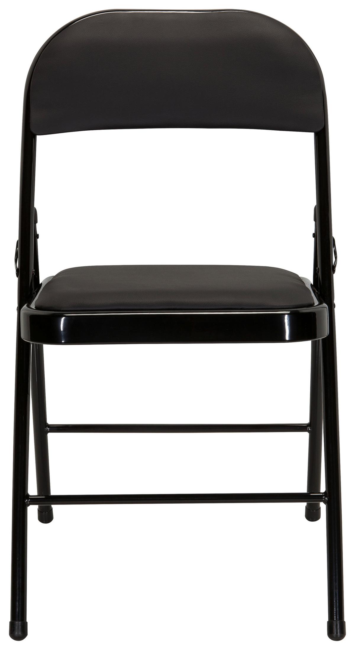 Klappstuhl Tudela Pu Schwraz Lederlook - Schwarz, Basics, Textil/Metall (44/80/49cm) - MID.YOU