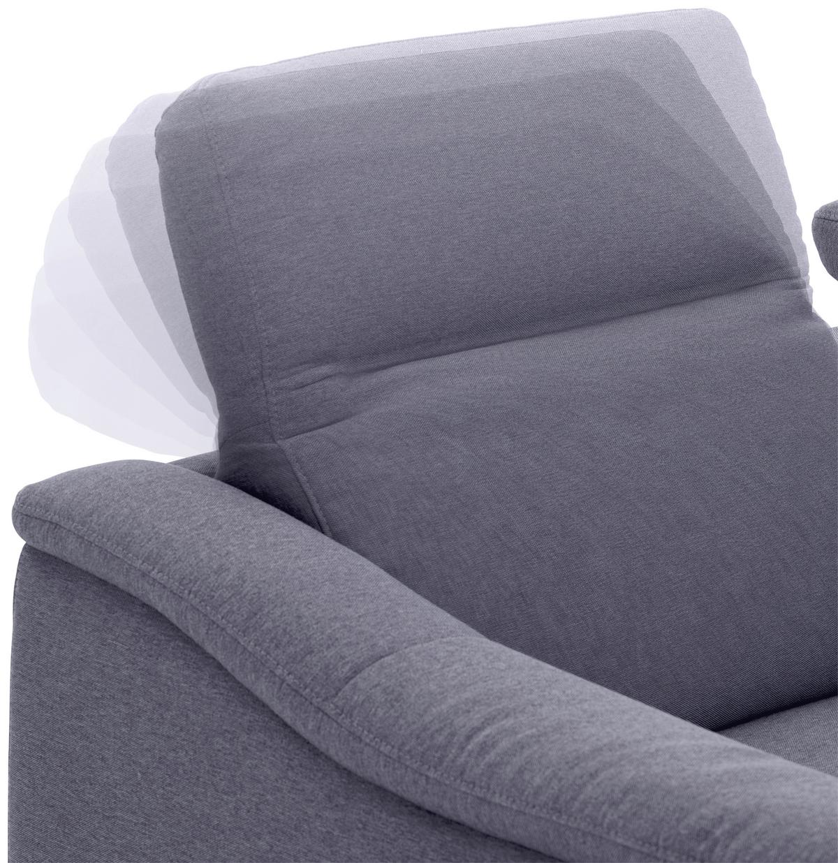 Heimkino-Sofa Nightline - Chromfarben/Grau, MODERN, Textil/Metall (214/80/104cm) - MID.YOU