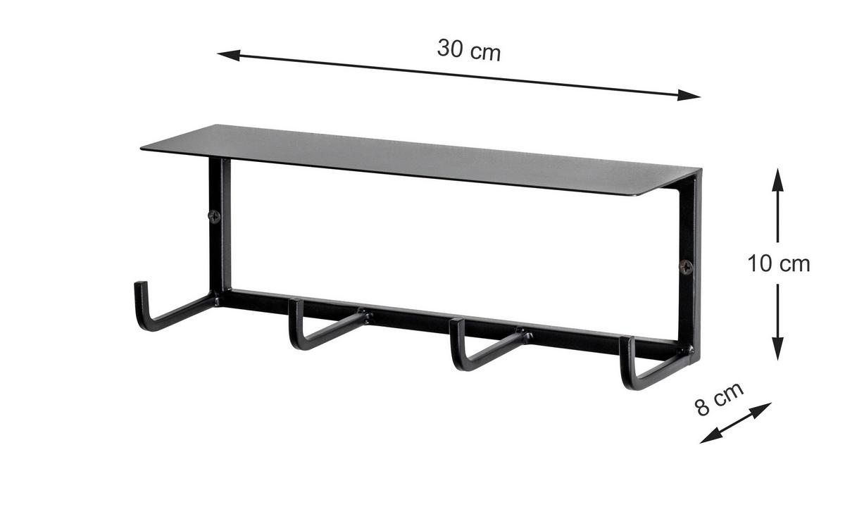 Nástenný vešiak SIDNEY čierny - čierna, Modern, kov (30/10/8cm) - Modern Living