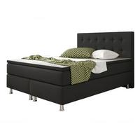 Boxspringbett Mit Topper 140x200 Köln - Silberfarben/Schwarz, KONVENTIONELL, Textil (140/115/210cm) - MID.YOU
