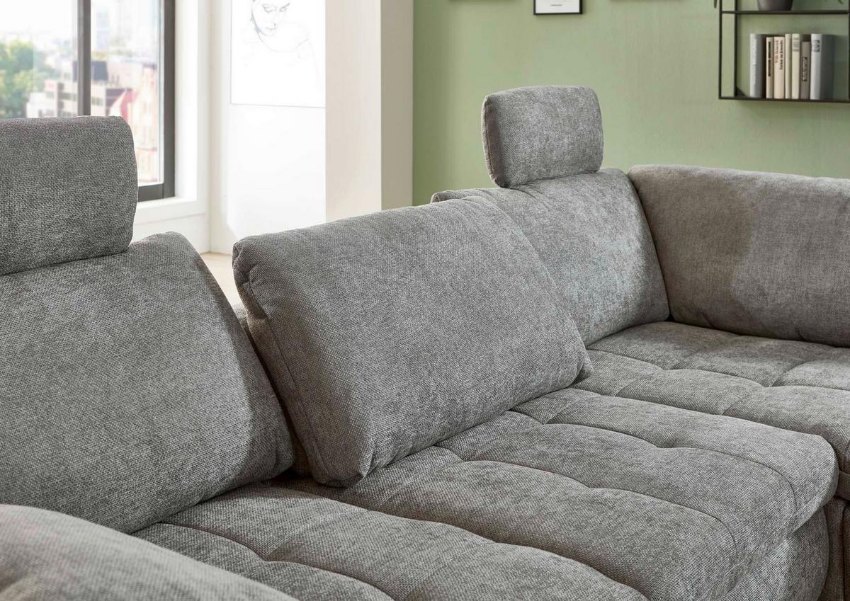 Rohová sedačka LANDO, pravá, šedá žinylka, s funkcemi - šedá/černá, Moderní, kov/textil (289/197cm) - Premium Living