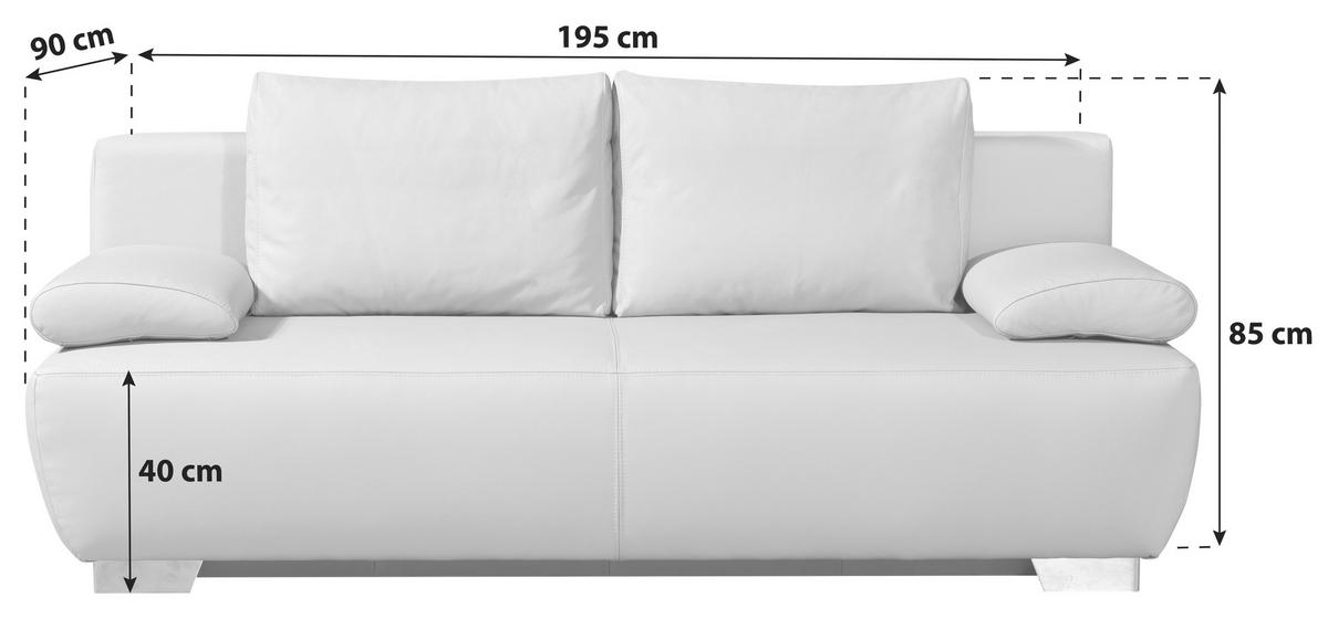 Schlafsofa mit Kissen Nikita Leder - Chromfarben/Beige, KONVENTIONELL, Leder (195/85/90cm) - Livetastic