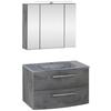 Badmöbel-Set 3-Tlg. inkl. LED Stockholm 80cm Grau - Dunkelgrau/Grau, KONVENTIONELL, Glas/Holzwerkstoff (80cm) - Held