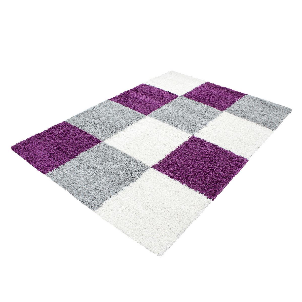 Hochflor Teppich Lila Life 200x290 cm - Lila/Hellgrau, KONVENTIONELL, Textil (200/290cm) - Novel